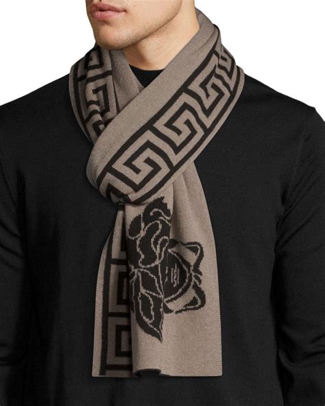 versace collection logo print wool blend scarf